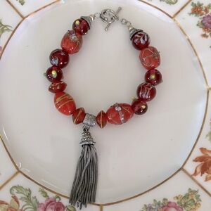 Glass Bead and Sterling bracelet